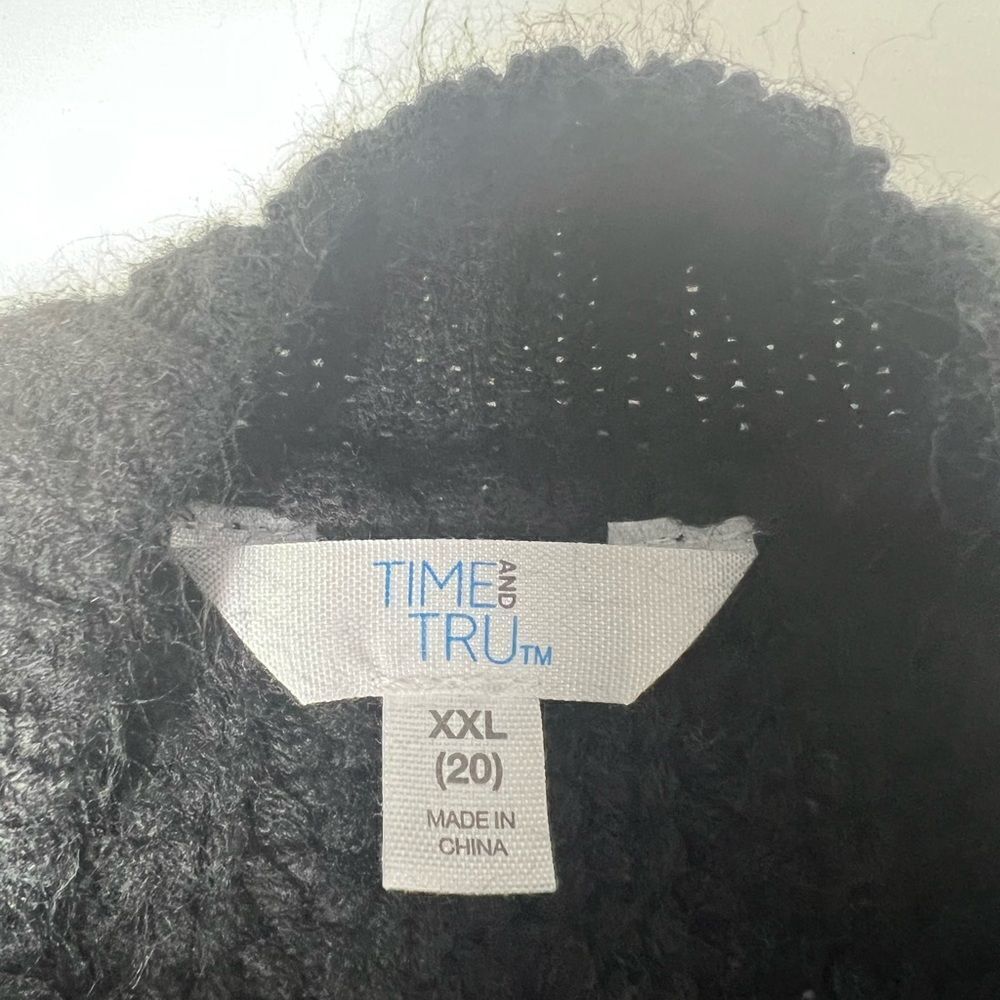 Time and Tru Cable Knit Ballon Sleeve Black Sweater Size  XXL ( 20 ) - Picture 6 of 12